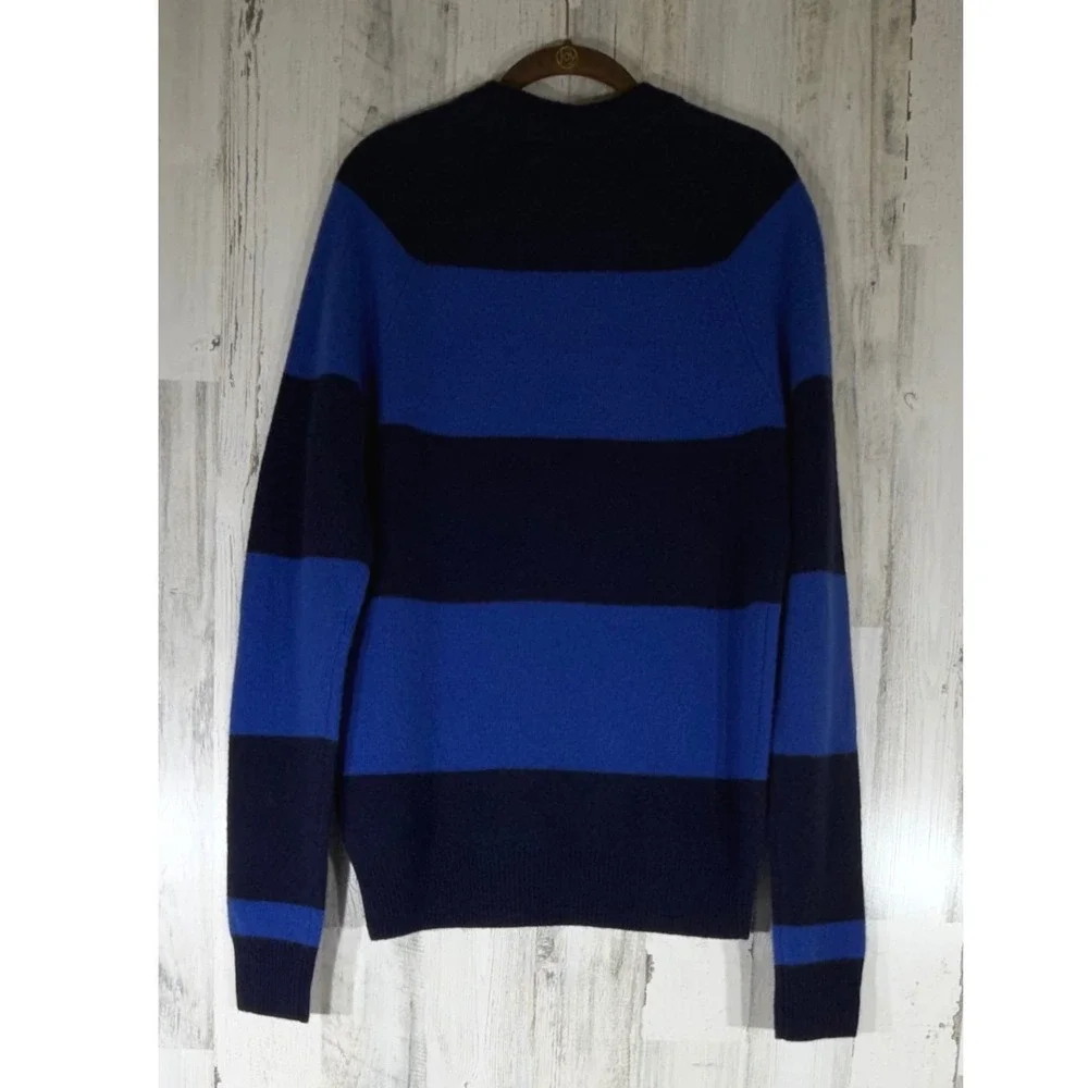 Jack Wills Striped Wool Sweater Jumper Medium Navy Royal Blue Crew Neck